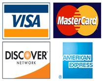 Visa, MasterCard, Discover and American Express accepted